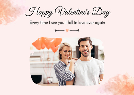Congratulations on Valentine's Day with Young Couple in Love Card Design Template