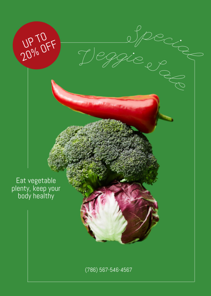 Healthy Veggie Sale Offer In Grocery Flayerデザインテンプレート