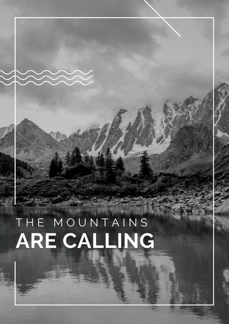 Travel Inspiration Quote with Scenic Mountains Lake Poster Πρότυπο σχεδίασης
