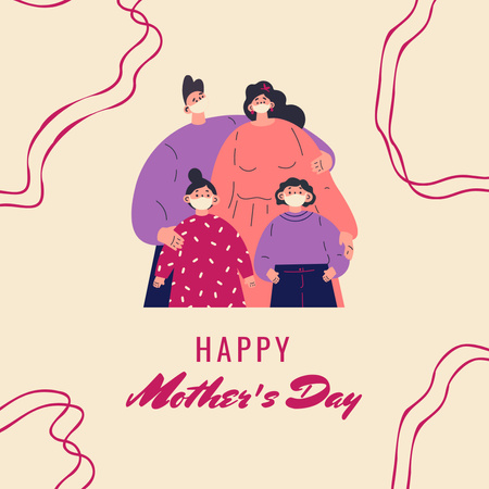 Designvorlage Herzlichen Glückwunsch zum Muttertag mit Happy Family für Instagram