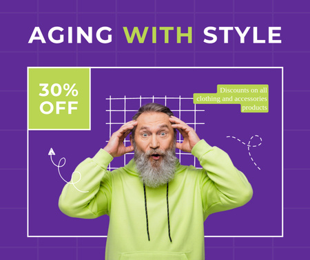 Clothes And Accessories With Discount For Seniors Facebook Design Template