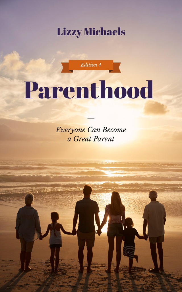 Parents with Kids and Grandparents at Seacoast Book Cover Design Template