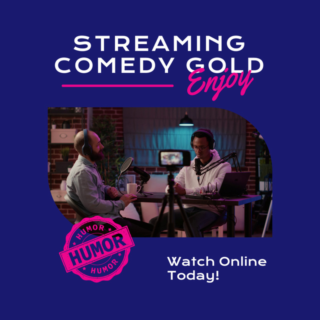 Streaming Comedy Show Online Announcement Animated Post Modelo de Design