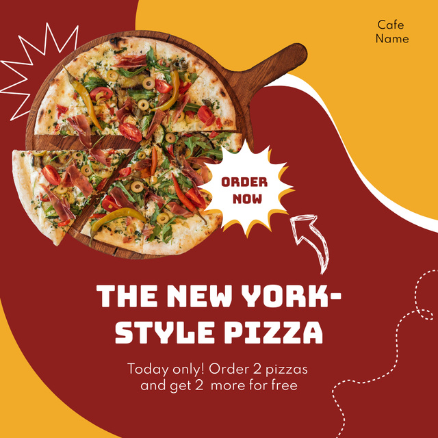 Appetizing Pizza on Wooden Board Instagram Design Template