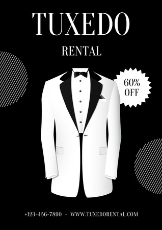 Rental tuxedos black and white illustrated Poster Design Template
