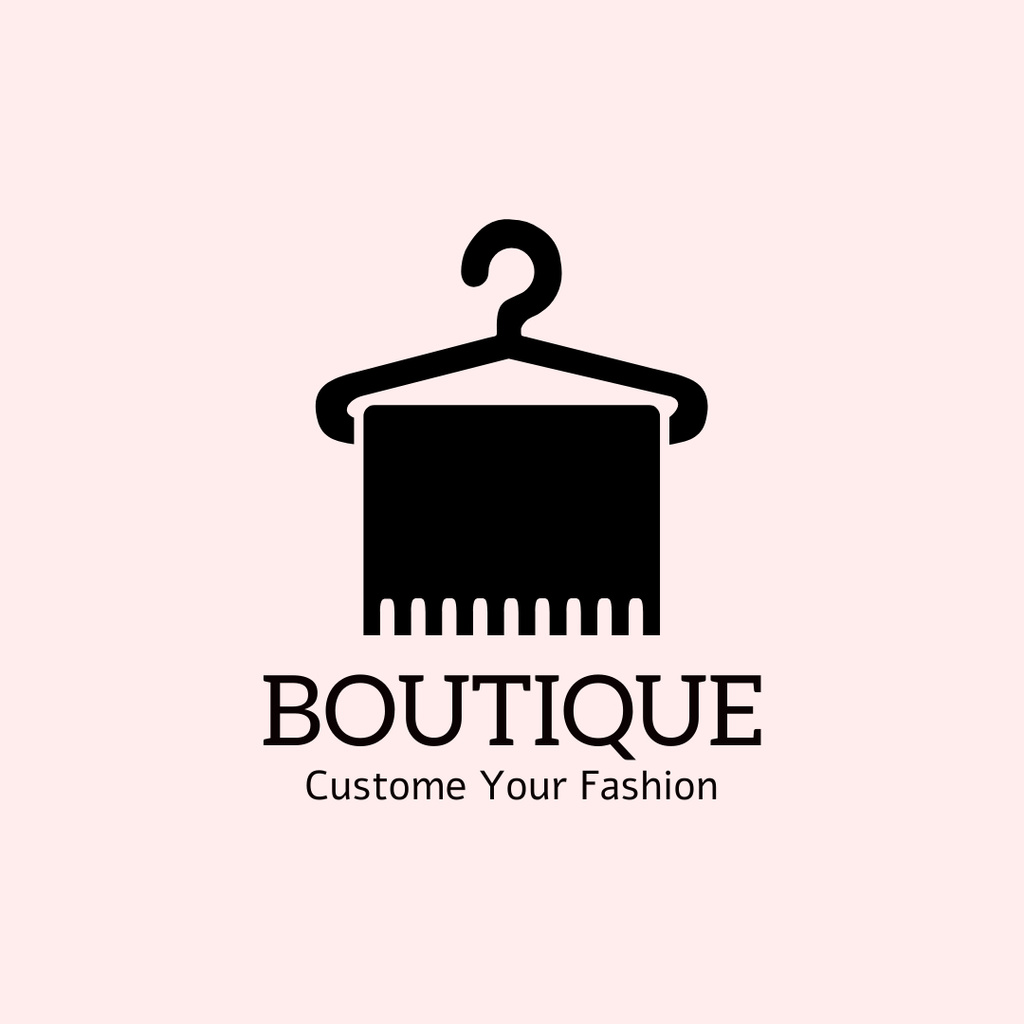 Fashion Boutique Advertisement with Hanger Logo 1080x1080px Design Template