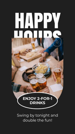 Ontwerpsjabloon van Instagram Story van Aankondiging van bier Happy Hour in Pub