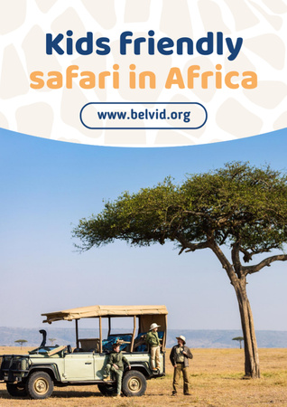 Africa Safari Trip Ad Family in Car Flyer A4 Design Template
