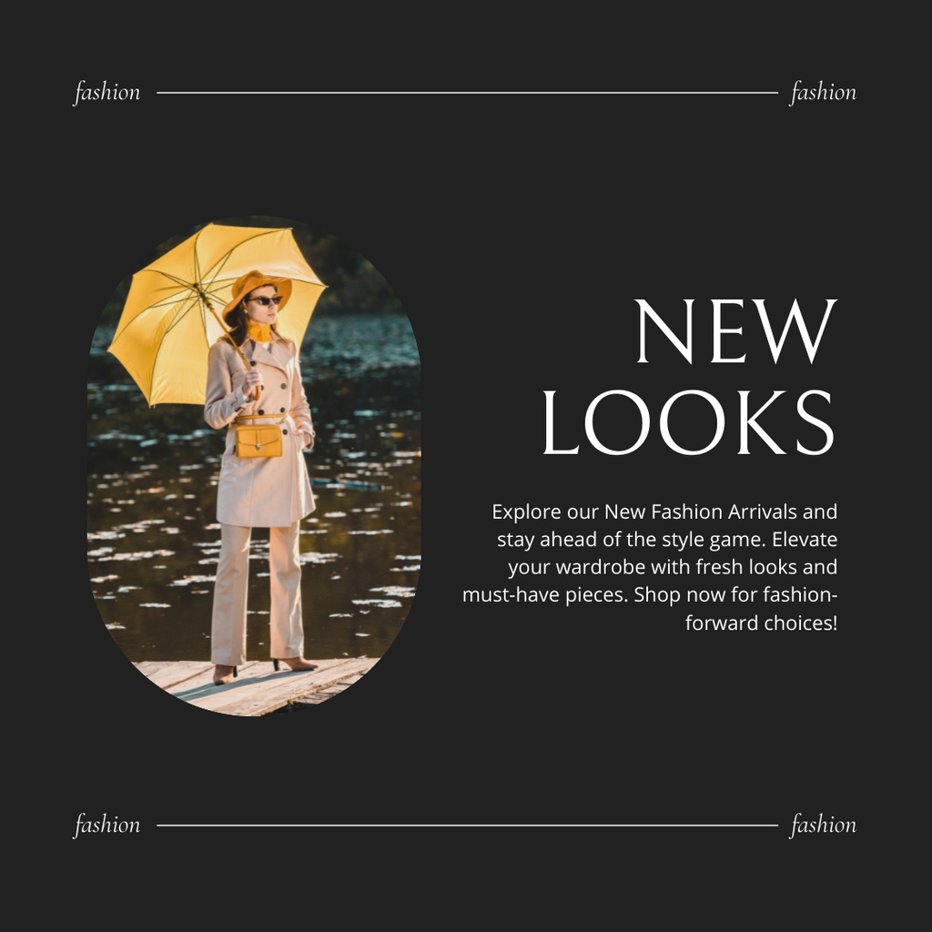 Plantilla de diseño de Fashion Collection Ad with Stylish Woman with Umbrella Instagram 