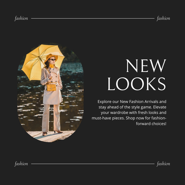 Fashion Collection Ad with Stylish Woman with Umbrella Instagram Design Template