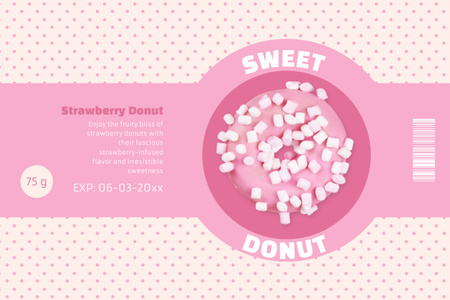 Designvorlage Sweet Pink Glazed Donuts für Label