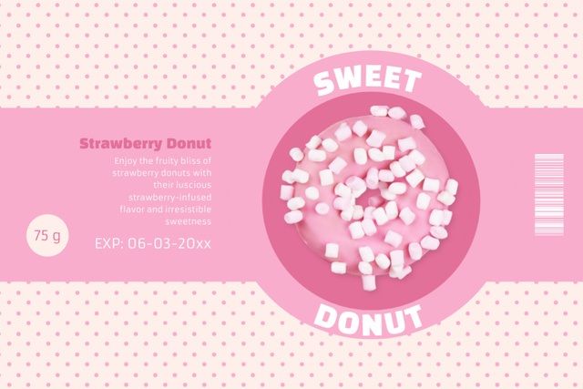 Platilla de diseño Sweet Pink Glazed Donuts Label