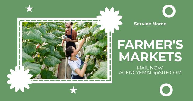 Farmers in Beds Gathering Harvest for Sale Facebook AD – шаблон для дизайна