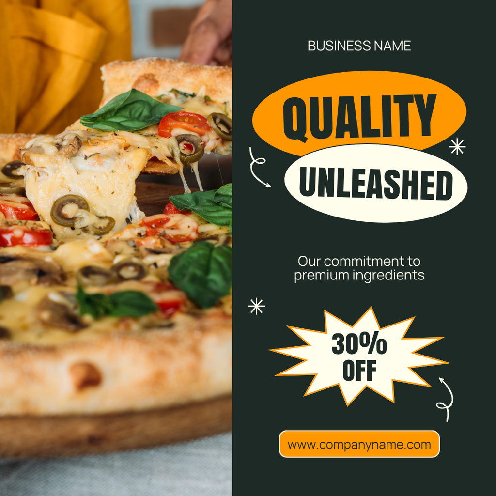 Offer of Pizza in Casual Restaurant with Discount Instagram ADデザインテンプレート