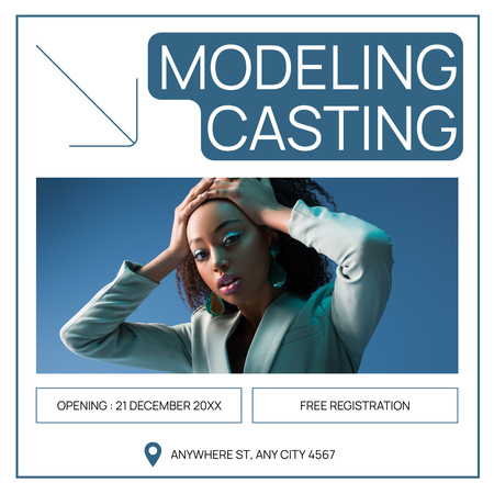 Ontwerpsjabloon van Instagram AD van Modelcasting met Afro-Amerikaanse vrouw in jas