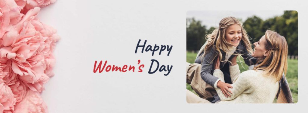 Ontwerpsjabloon van Facebook cover van Women's Day Greeting with Mother holding Daughter