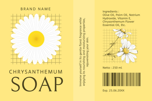 Ontwerpsjabloon van Label van Awesome Chrysanthemum Soap Offer With Ingredients Description