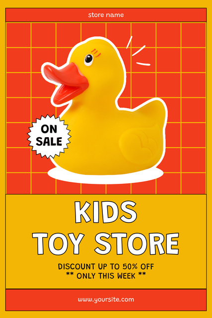Ontwerpsjabloon van Pinterest van Sale Announcement with Cute Baby Duck