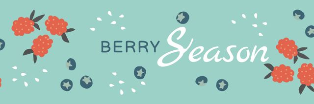 Berry Season Announcement with Raspberries Twitterデザインテンプレート