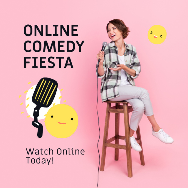 Fun-filled Online Comedy StandUp Show Announcement Animated Post Modelo de Design