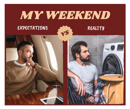 Joke about Weekend plans with Man Facebook Design Template
