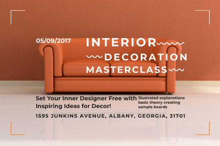 Interior decoration masterclass Announcement Gift Certificate – шаблон для дизайну
