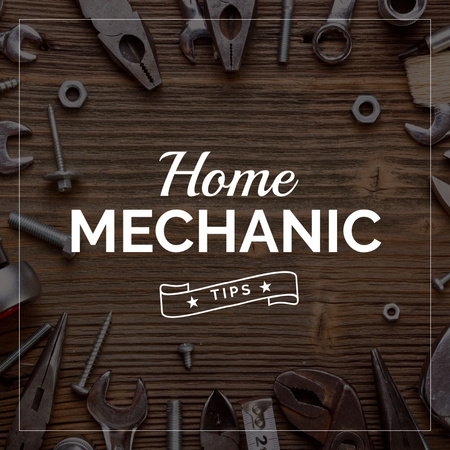 Ontwerpsjabloon van Instagram van Home mechanic tips with Tools on Table