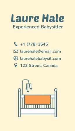 Babysitting Services Ad with Cute Baby Business Card US Vertical Tasarım Şablonu
