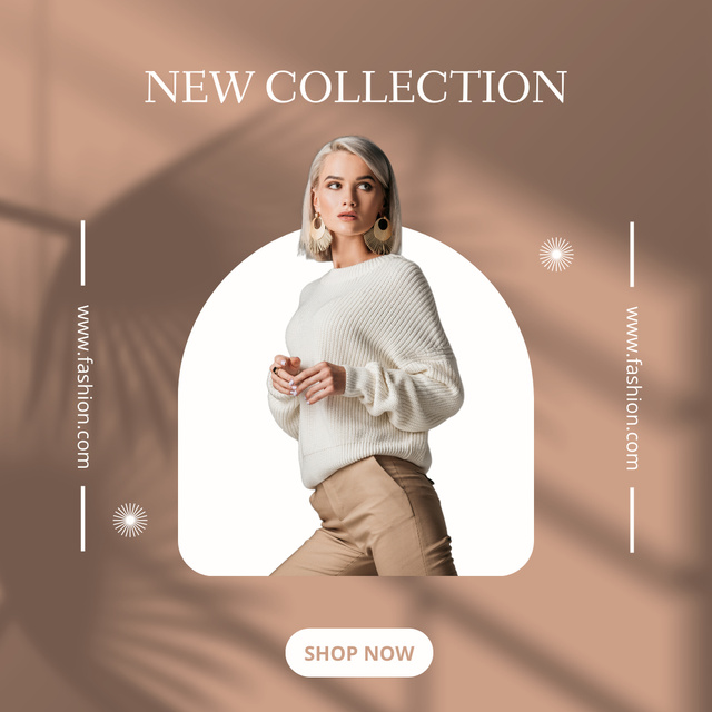 New Clothes Collection for Women In Beige Instagram tervezősablon