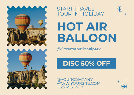 Hot Balloon Travel Card Design Template