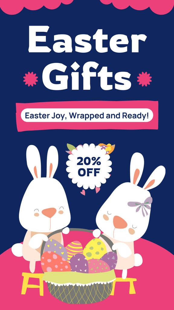 Template di design Easter Holiday Gifts Offer with Cute Bunnies Instagram Story