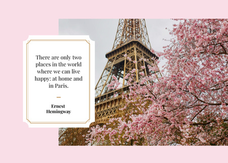 Paris Travelling Inspiration With Eiffel Tower Postcard 5x7in tervezősablon