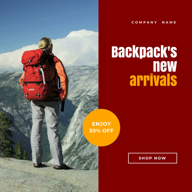 Travel Backpacks Sale Offer Animated Postデザインテンプレート