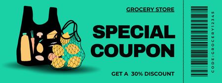 Illustrated Bags With Food And Discount Coupon Modelo de Design