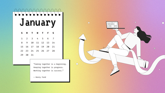 Illustration of Businesswomen Calendar Design Template