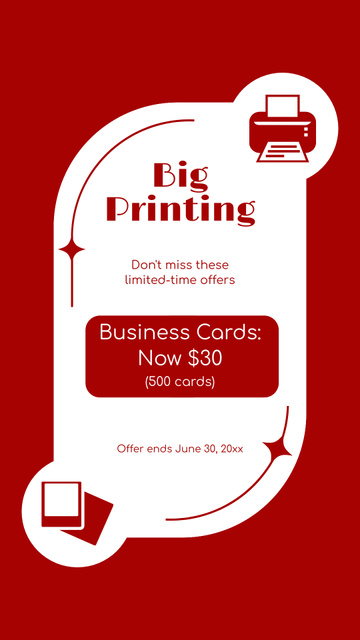 Limited Time Offer On Business Card Printing Instagram Story Πρότυπο σχεδίασης