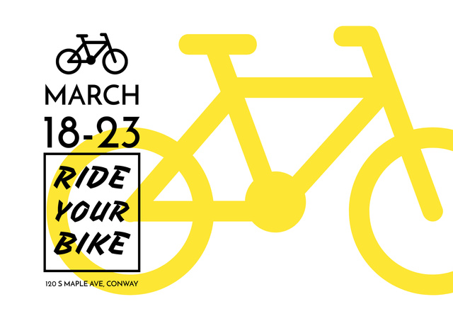 Ride Event Announcement with Yellow Bike Poster A2 Horizontal Design Template