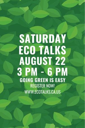 Ecological Event Announcement with Green Leaves Texture Pinterest Modelo de Design