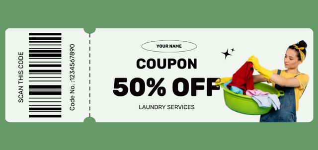 Plantilla de diseño de Offer Discounts on Laundry Service with Housewife Coupon Din Large 