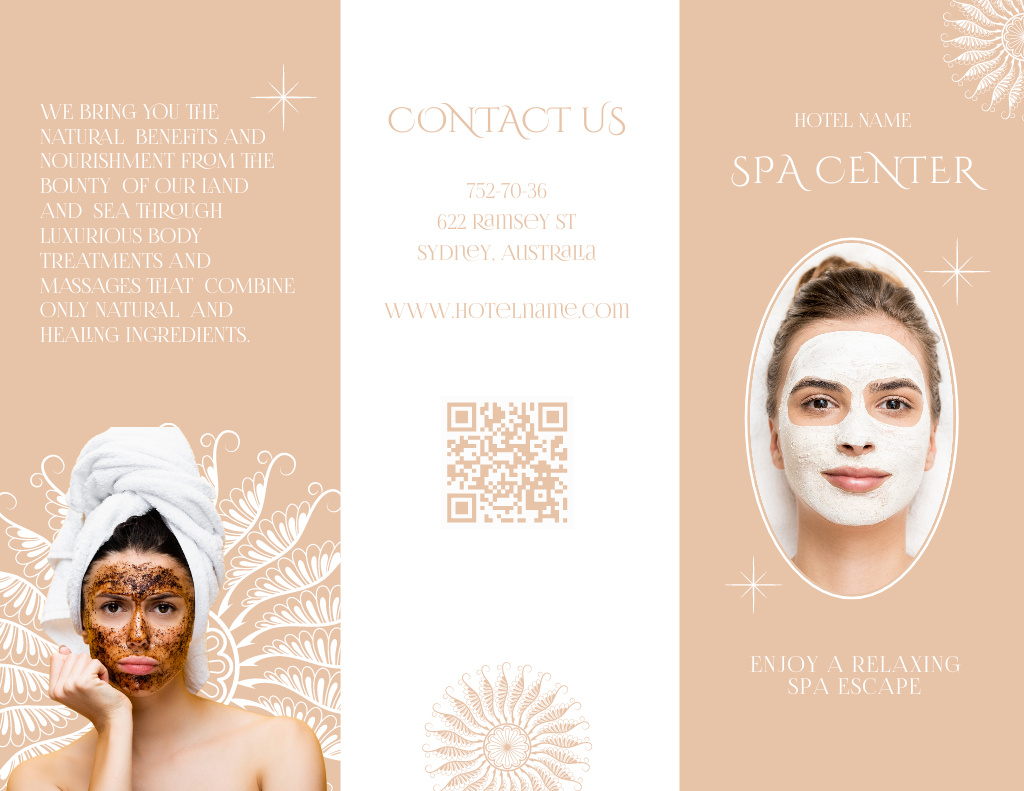 Services of the Spa Center with Young Attractive Women Brochure 8.5x11in Modelo de Design