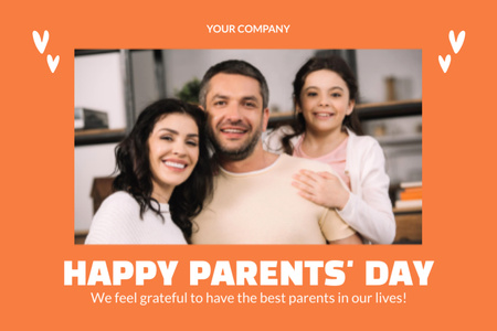Family Celebrating Parent's Day Together Postcard 4x6in Design Template