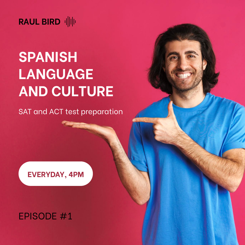 Template di design Talk Show Episode Topic About Spanish Language And Culture Podcast Cover