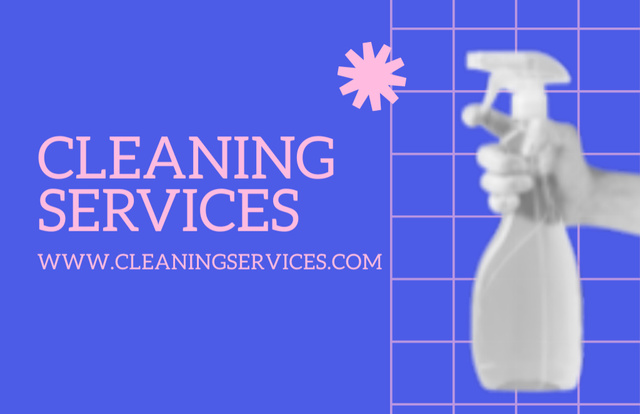 Modèle de visuel Cleaning Services Ad with Spray Bottle - Business Card 85x55mm