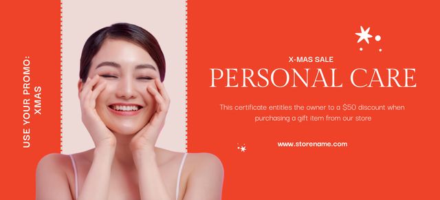 Plantilla de diseño de Professional Face Skincare Products Sale on Christmas Coupon 3.75x8.25in 