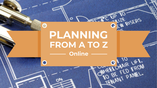 Template di design Online Lecture with House Blueprints FB event cover
