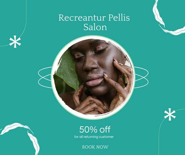 Beauty Salon Discount Announcement with Attractive African American Woman