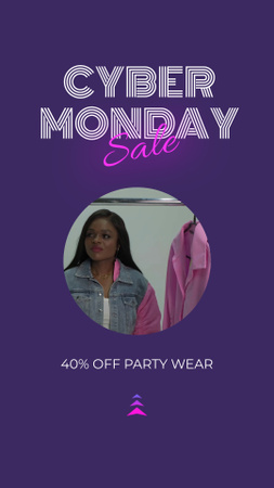 Cyber Monday Sale with Woman choosing Clothes Instagram Video Story Design Template
