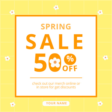Spring Special Sale Announcement in Yellow Frame Instagram AD Design Template