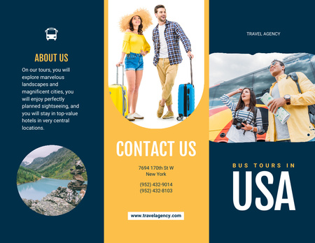 Travel Agency Service Proposal with Young Couple Brochure 8.5x11in Design Template