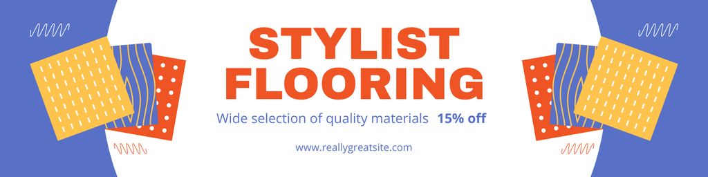Stylish Flooring Ad with Colorful Samples Twitterデザインテンプレート